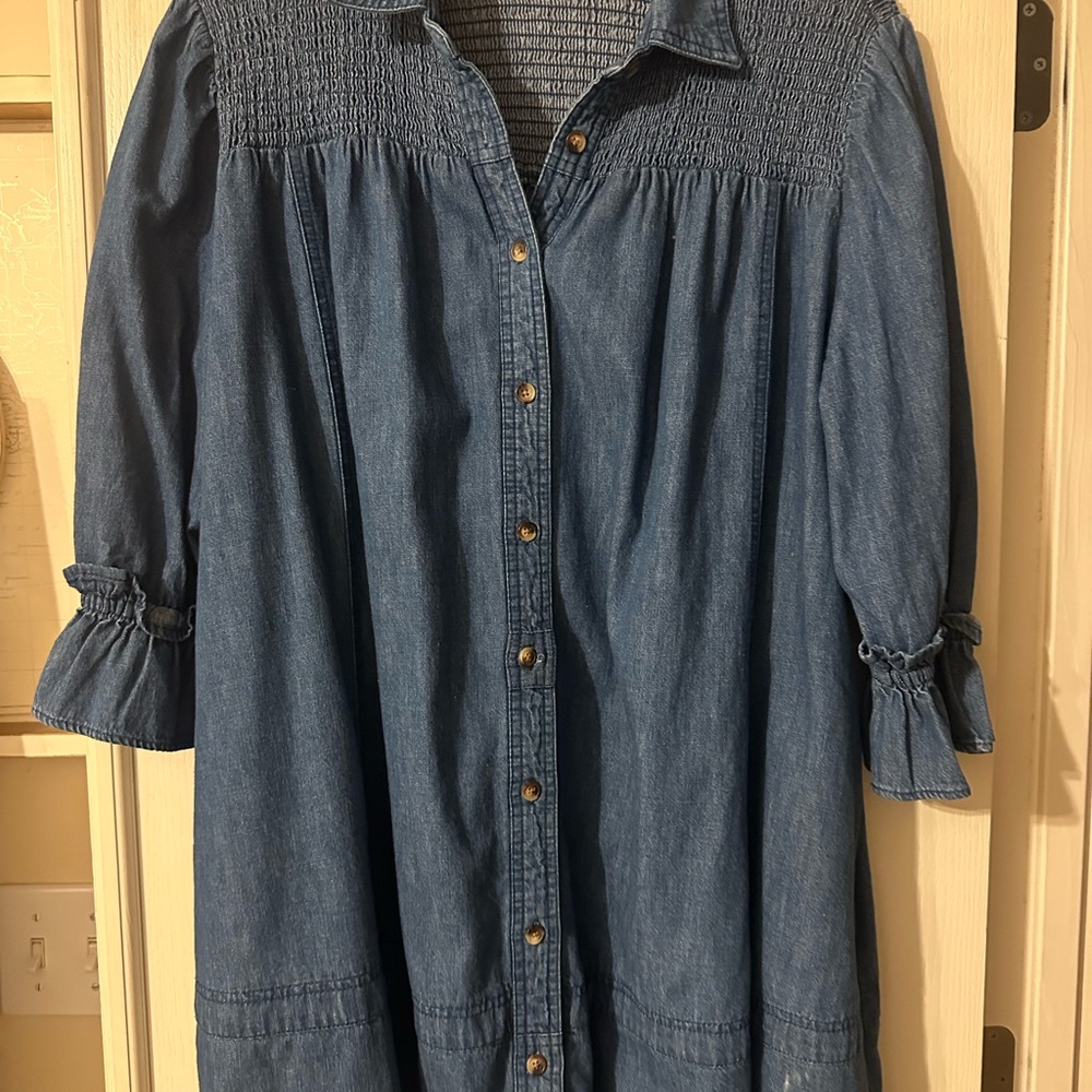 Free People Denim Button-Up Dress